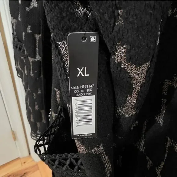 Nic + Zoe  Black and Silver Womens Cardigan NWTS Size XL - Picture 3 of 4